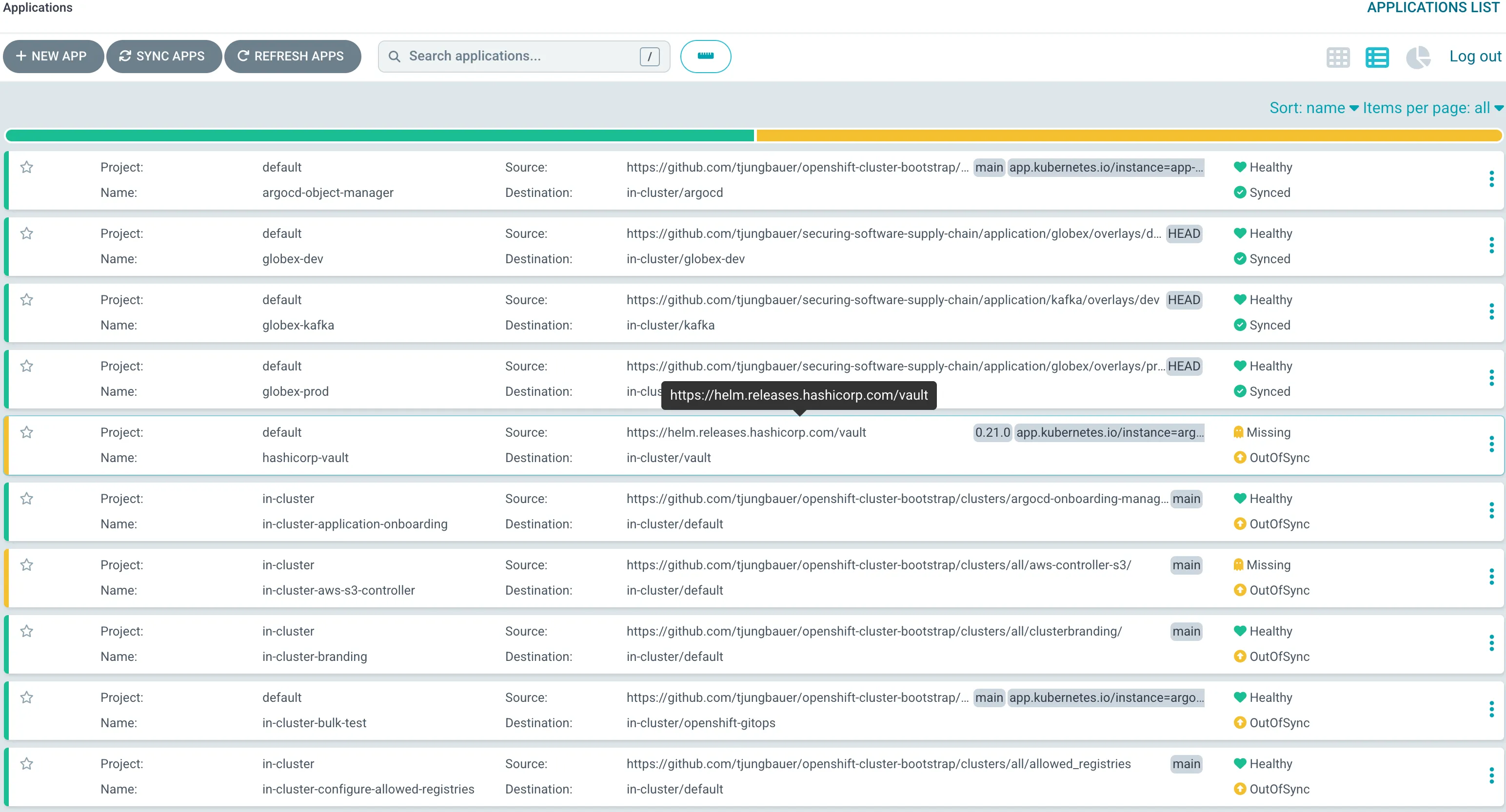 OpenShift Cluster Configuration GitOps screenshot 2